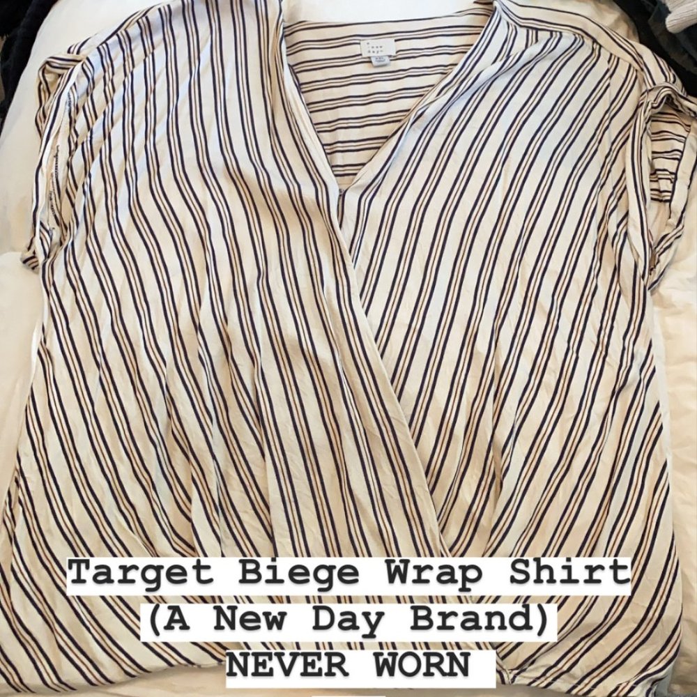 Cream Stripped Wrap Shirt